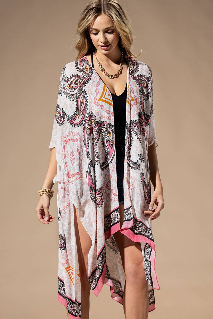 Pink Paisley Kimono-Urbanista-Three Birdies Boutique, Women's Fashion Boutique Located in Kearney, MO
