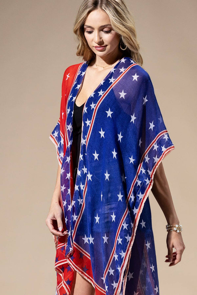 American Flag Kimono-Urbanista-Three Birdies Boutique, Women's Fashion Boutique Located in Kearney, MO