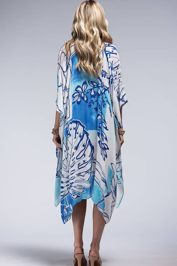Blue Palm Kimono-Urbanista-Three Birdies Boutique, Women's Fashion Boutique Located in Kearney, MO