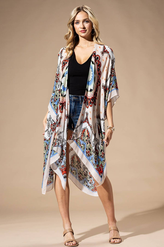 Red Mandala Kimono-Urbanista-Three Birdies Boutique, Women's Fashion Boutique Located in Kearney, MO