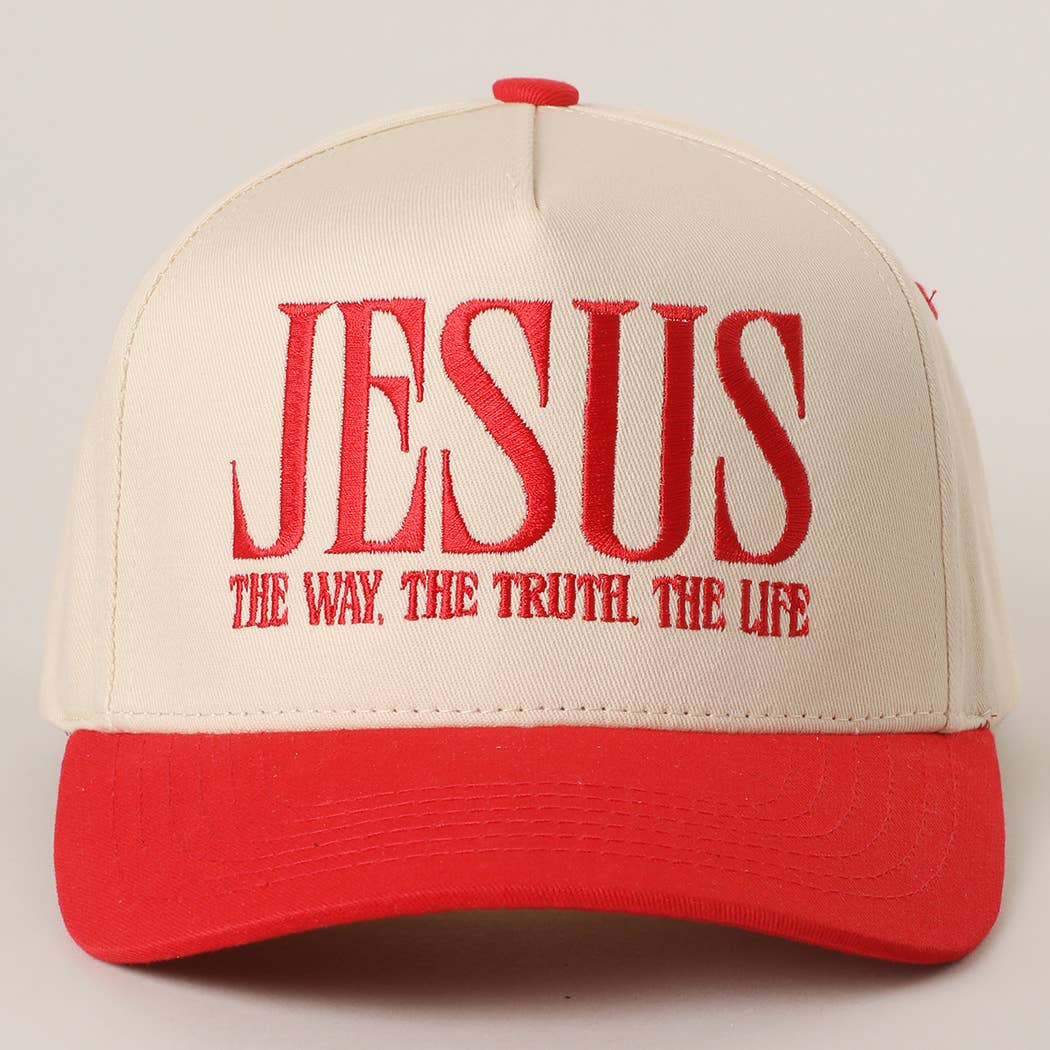 JESUS Typography Embroidered Trucker Hat : BLACK / One Size { product_type }}