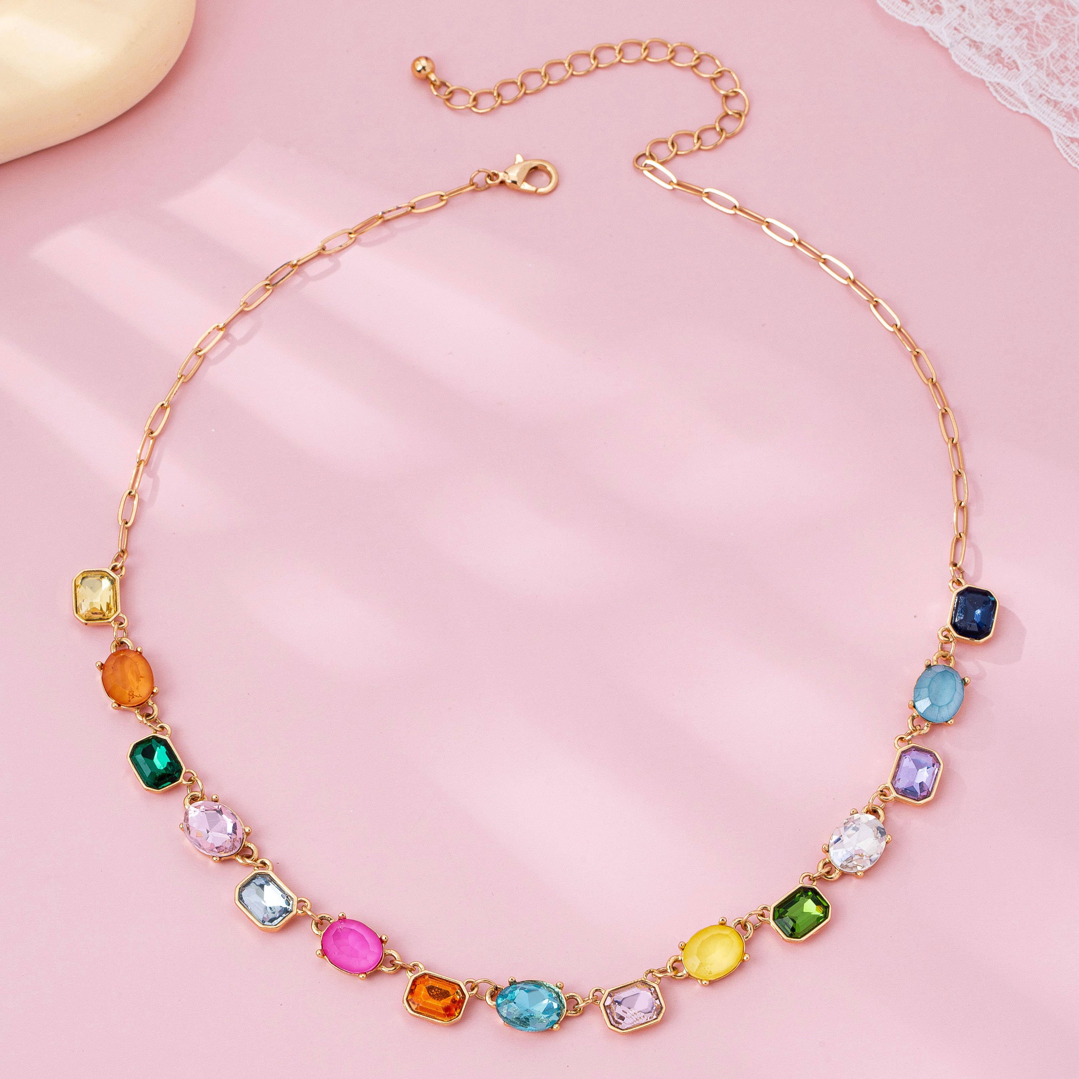 Multicolor Gemstone Link Necklace { product_type }}