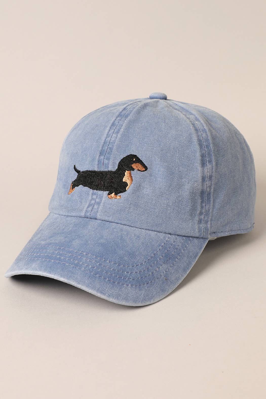 Dachshund Embroidered Baseball Dad Cap: White / One Size { product_type }}