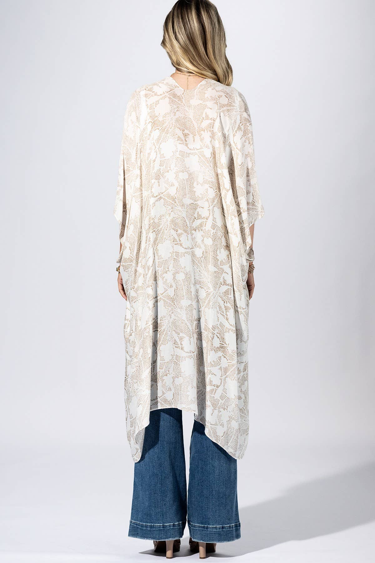 Beige Stripe Sheer Kimono { product_type }}