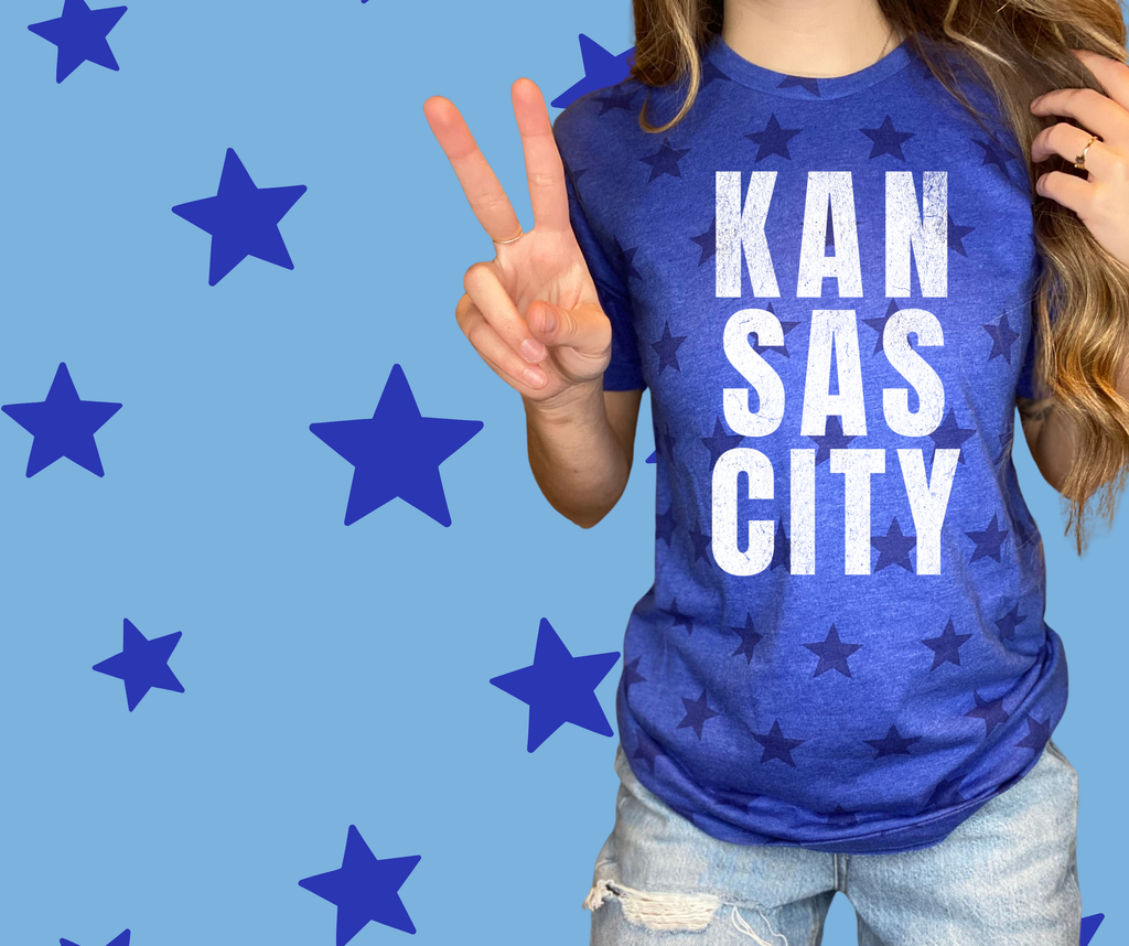 Royal Kansas City Blue Star Graphic Tee -Red Rival -Three Birdies Boutique, Women's Fashion Boutique Located in Kearney, MO