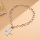 Silver Chunky Cross Necklace { product_type }}