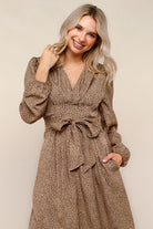 Pleated Detail Leopard Dress { product_type }}