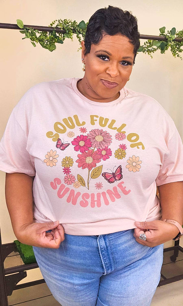 Soul Full of Sunshine Graphic Tee - Sugar Stitch-Three Birdies Boutique, Women's Fashion Boutique Located in Kearney, MO