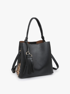 Olivia Animal Print Contrast Hobo: Black/Leopard { product_type }}