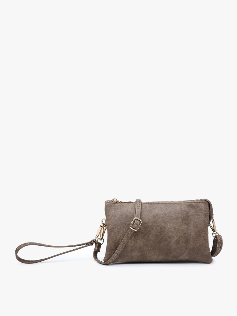M013 Riley Monogrammable 3 Compartment Crossbody/Wristlet: Chocolate-Jen & Co.-Three Birdies Boutique, Women's Fashion Boutique Located in Kearney, MO