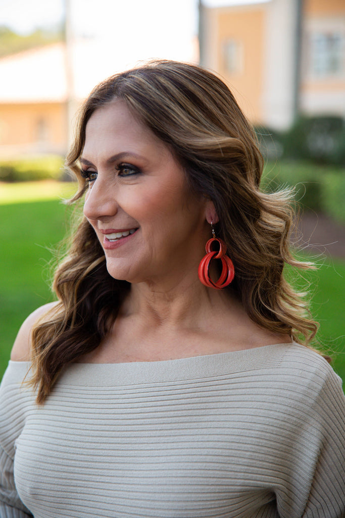 Bonnie Earrings: Pink/Ivory-Organic Tagua Jewelry-Three Birdies Boutique, Women's Fashion Boutique Located in Kearney, MO
