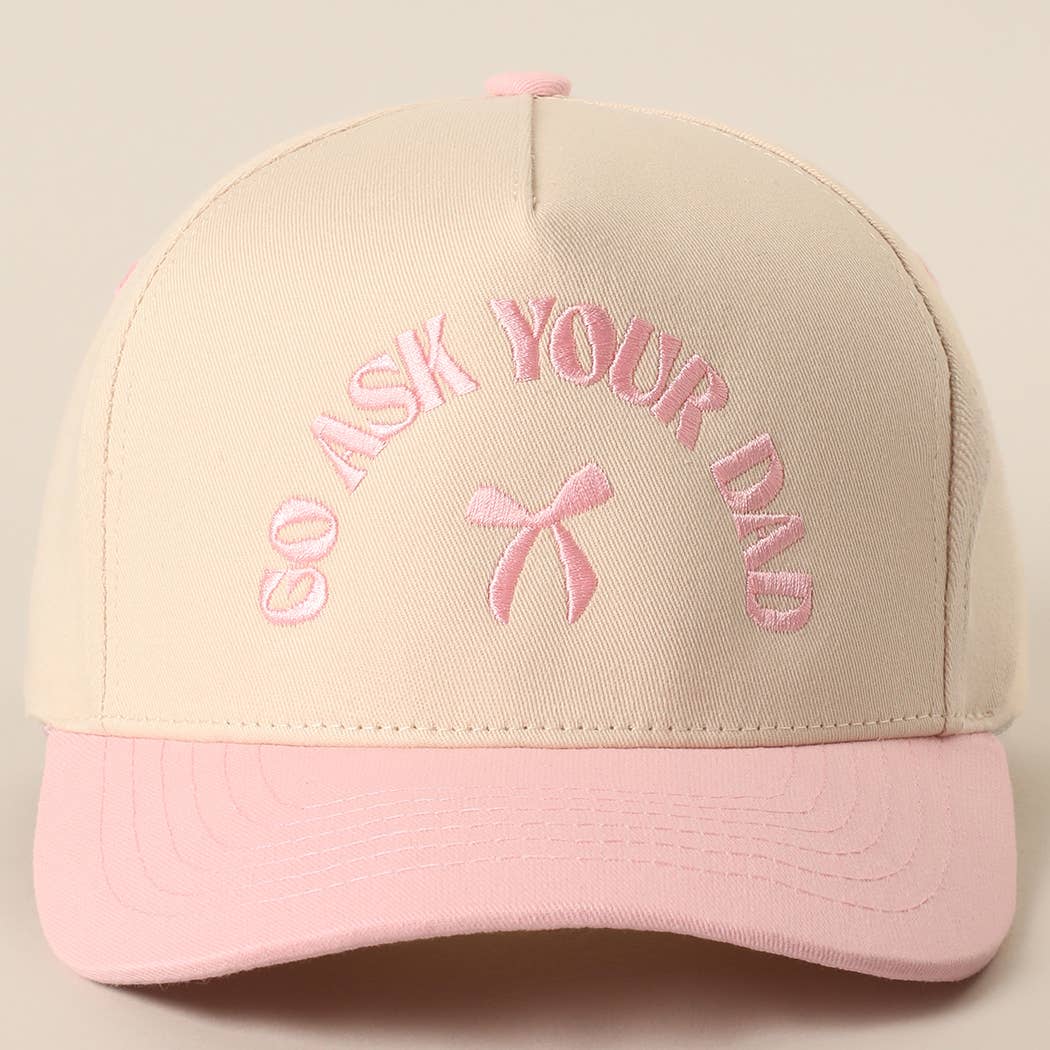 GO ASK YOUR DAD Embroidery Two-Tone Trucker Hat: HOT PINK / One Size { product_type }}