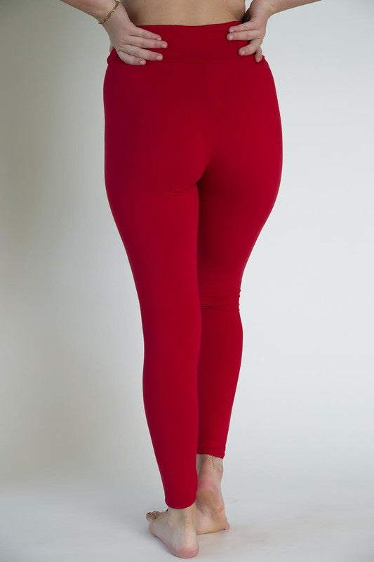 Red Solid Leggings-Leggings-boutique only-Three Birdies Boutique, Women's Fashion Boutique Located in Kearney, MO