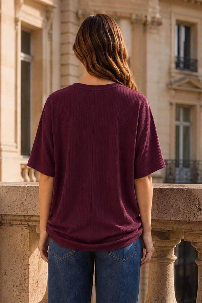 Oversized Rib Ruched Top { product_type }}