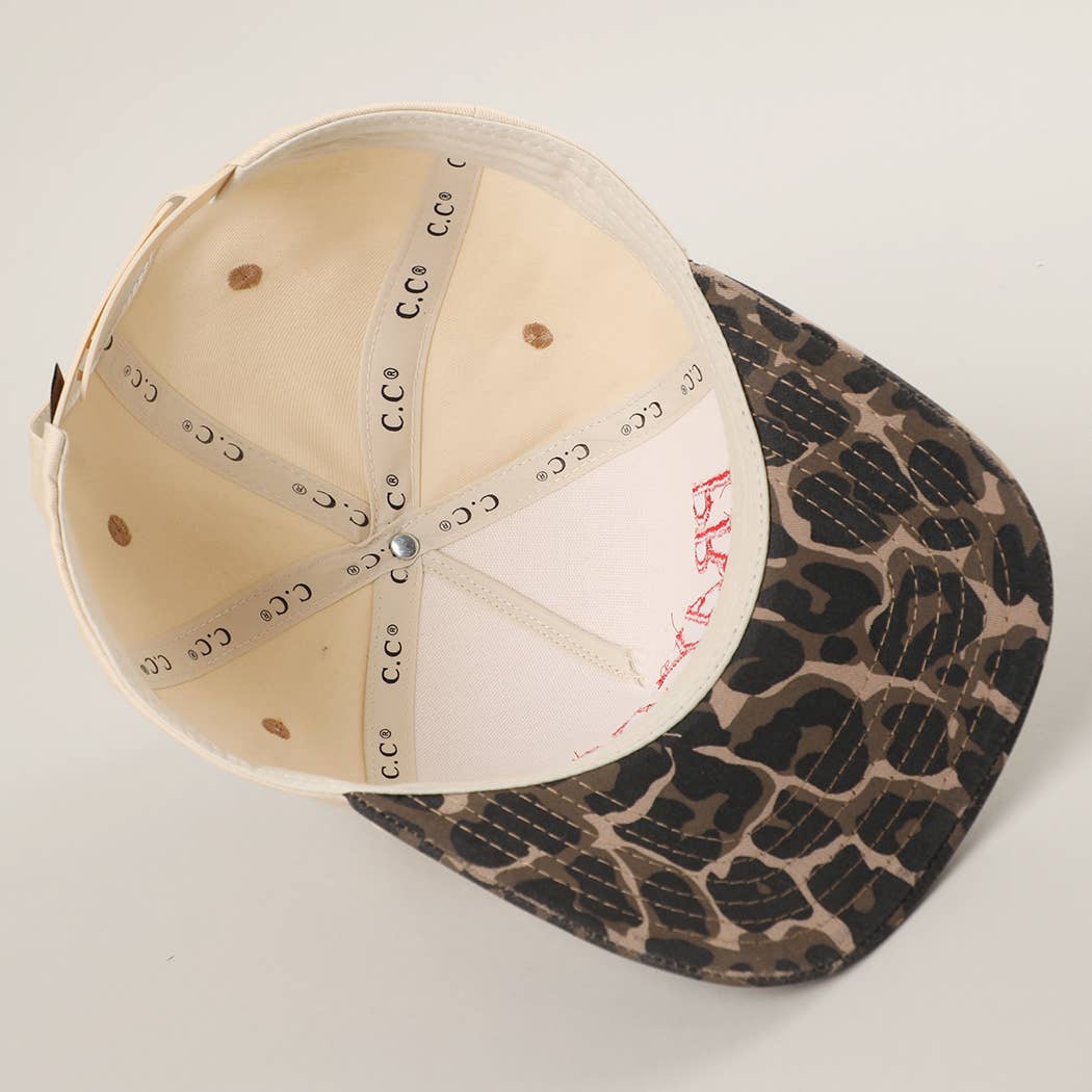 PRAY BIG Y'ALL Embroidery Two-Tone Trucker Hat: LEOPARD / One Size { product_type }}