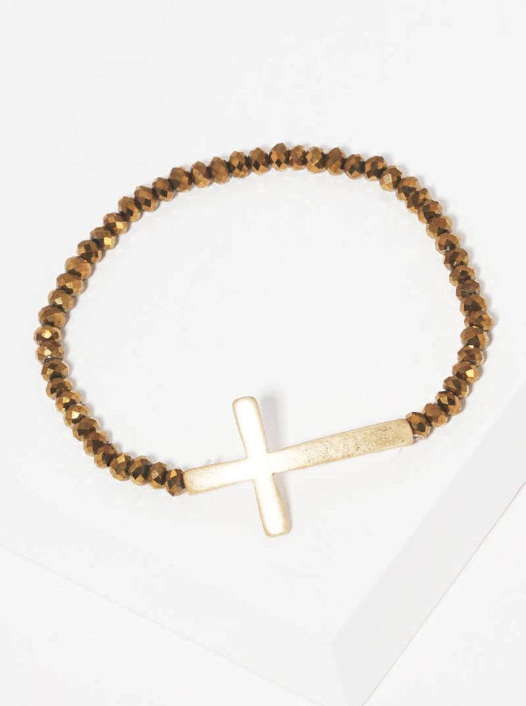 Sideways Cross Bracelet-Jewelry-Wild Honey-Three Birdies Boutique, Women's Fashion Boutique Located in Kearney, MO