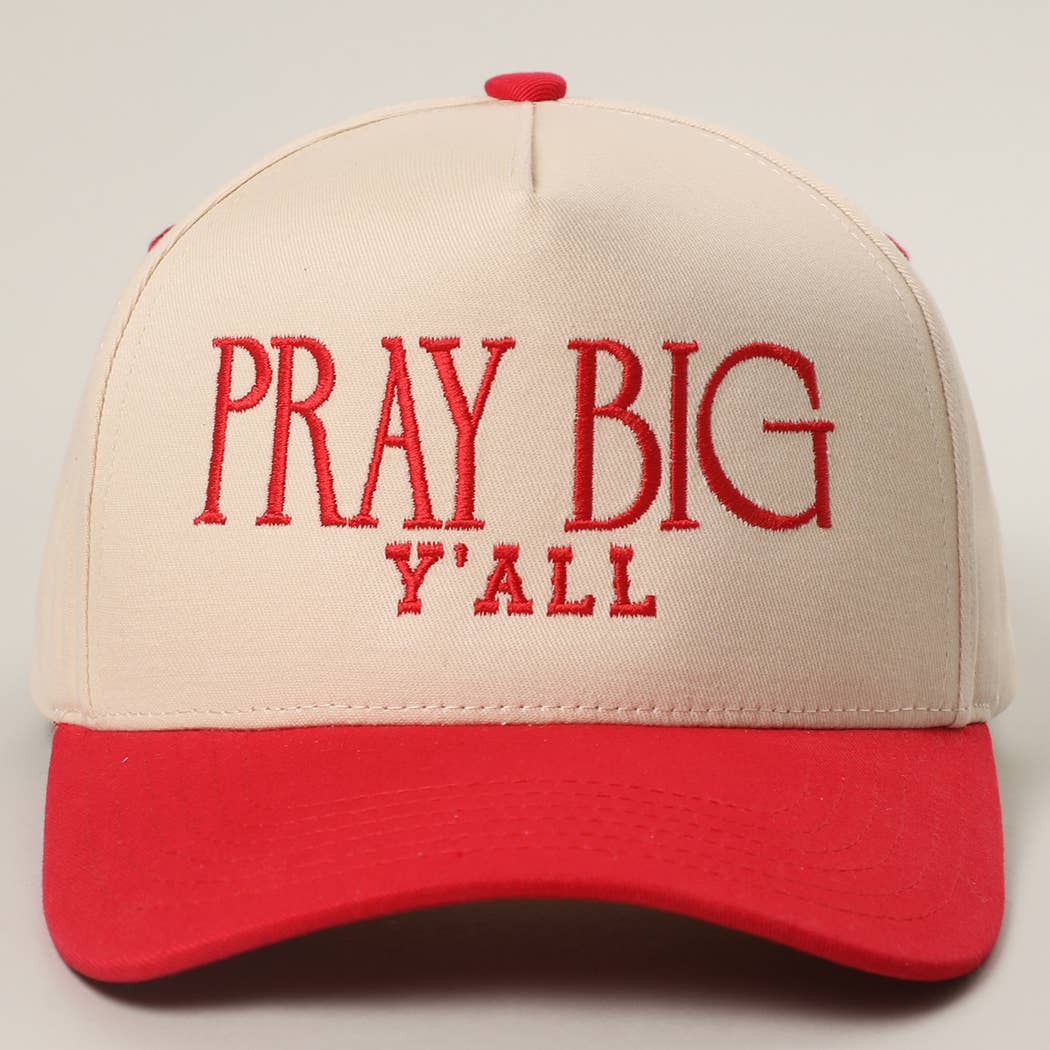 PRAY BIG Y'ALL Embroidery Two-Tone Trucker Hat: LEOPARD / One Size { product_type }}