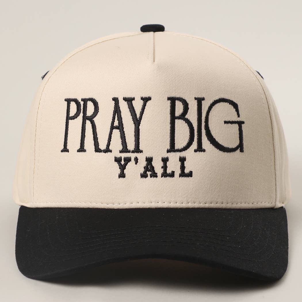 PRAY BIG Y'ALL Embroidery Two-Tone Trucker Hat: LEOPARD / One Size { product_type }}