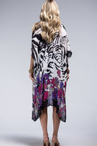 Monotone Flower Print Kimono { product_type }}