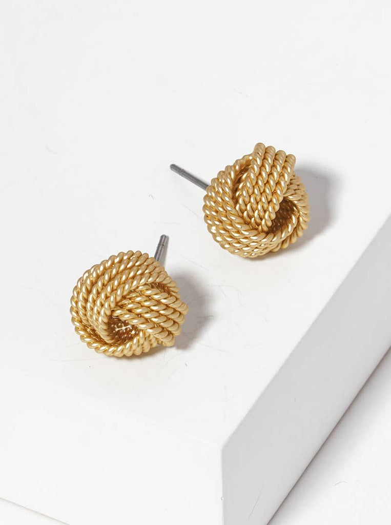 Brass Love Knot Post Earrings-Jewelry-Wild Honey-Three Birdies Boutique, Women's Fashion Boutique Located in Kearney, MO
