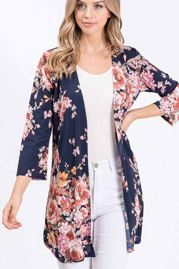 Floral Open Cardigan-Cardigan-Heimish-Three Birdies Boutique, Women's Fashion Boutique Located in Kearney, MO