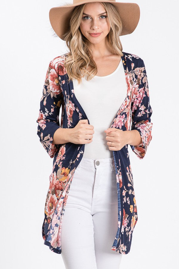 Floral Open Cardigan-Cardigan-Heimish-Three Birdies Boutique, Women's Fashion Boutique Located in Kearney, MO