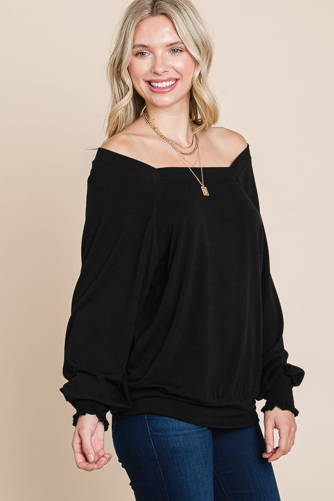 Square Neck Casual Top-Shirts & Tops-Emerald Collection-Three Birdies Boutique, Women's Fashion Boutique Located in Kearney, MO