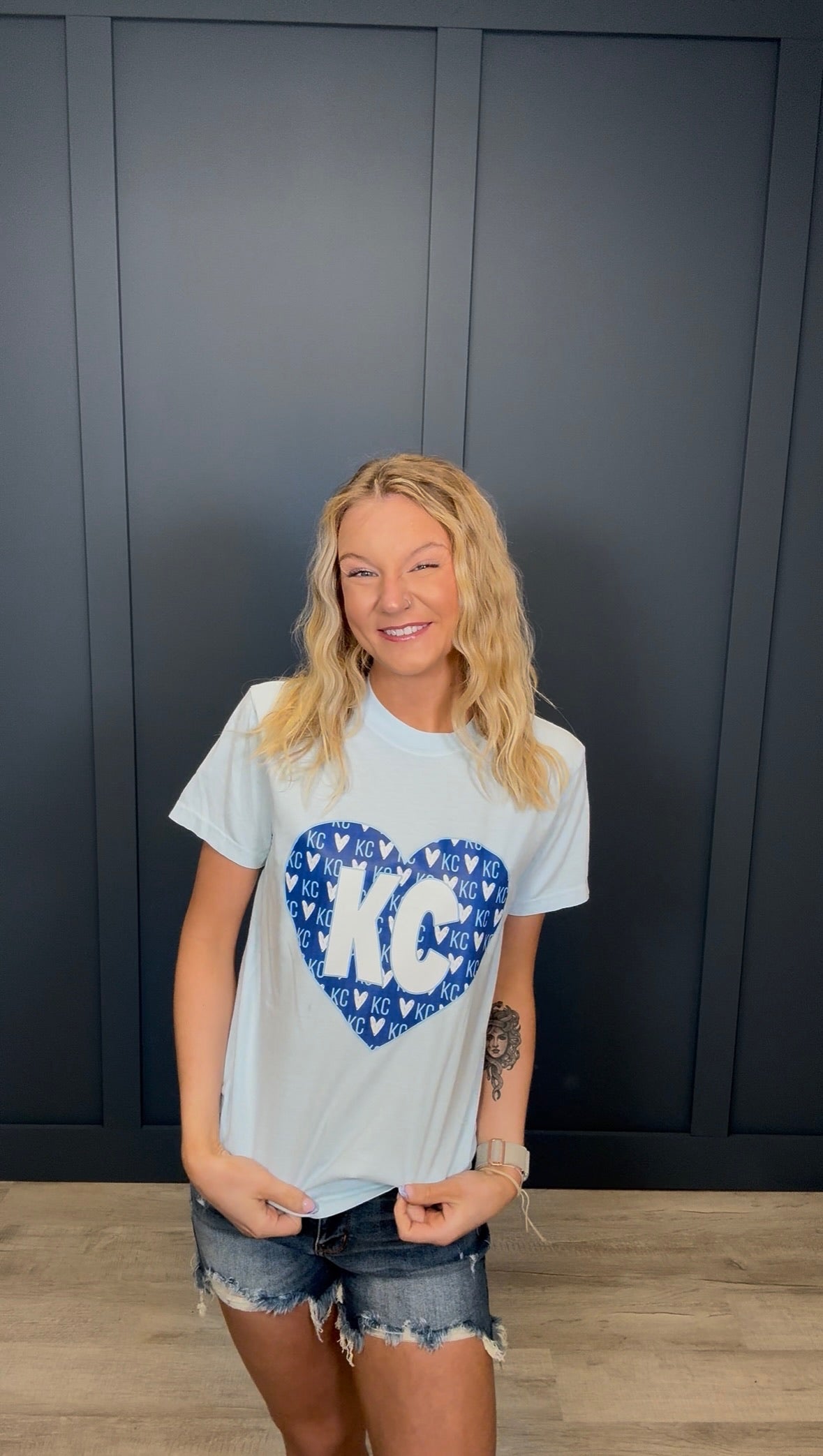 KC Heart Light Blue Tee { product_type }}