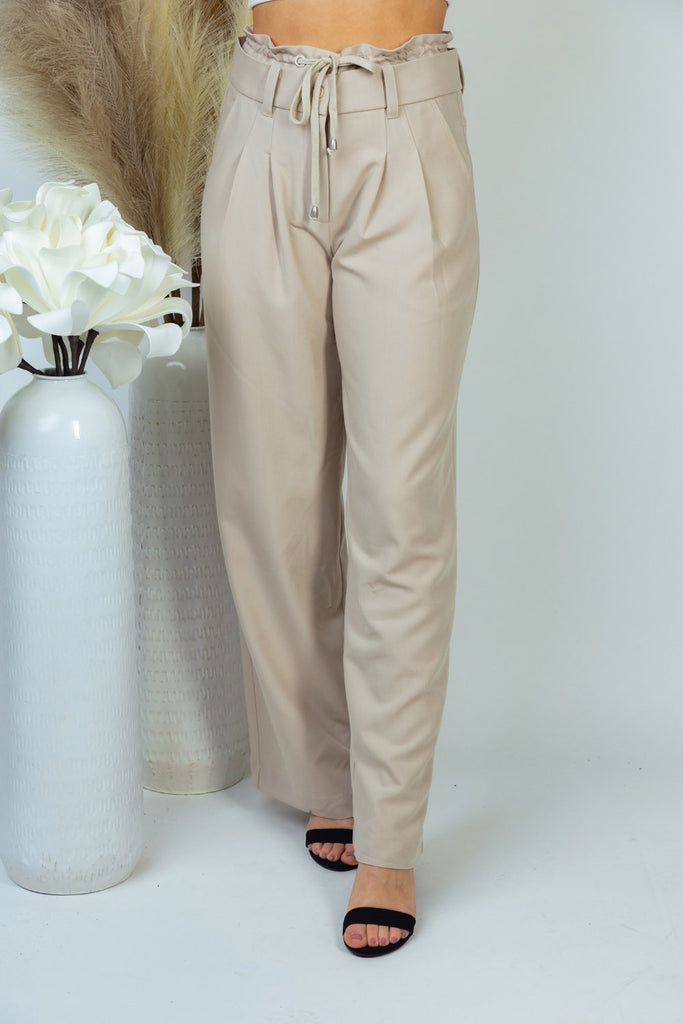 High Waisted Trouser Khaki Pants-Dress Pants-White Birch-Three Birdies Boutique, Women's Fashion Boutique Located in Kearney, MO
