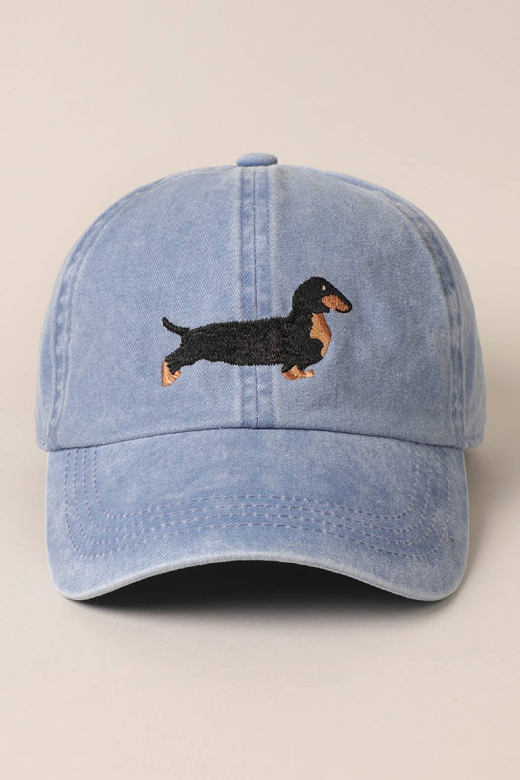Dachshund Embroidered Baseball Dad Cap: White / One Size { product_type }}
