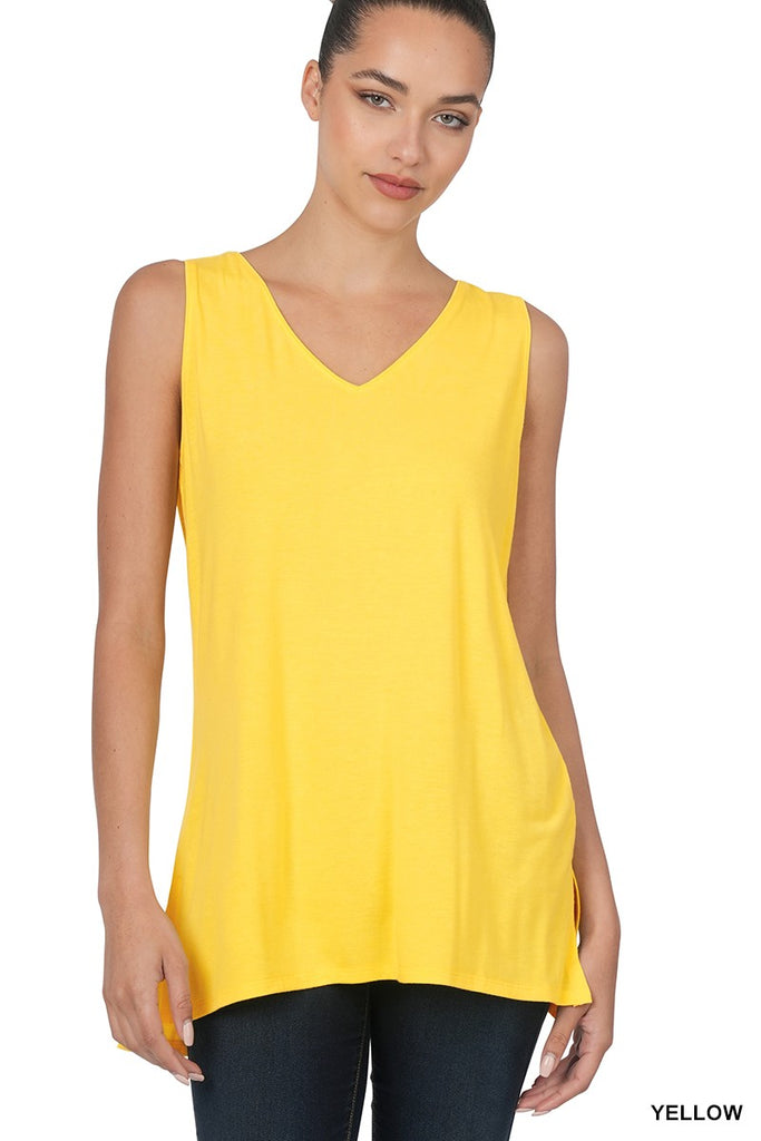 Sleeveless Side Slit Top-Tank Tops-Zenana-Three Birdies Boutique, Women's Fashion Boutique Located in Kearney, MO