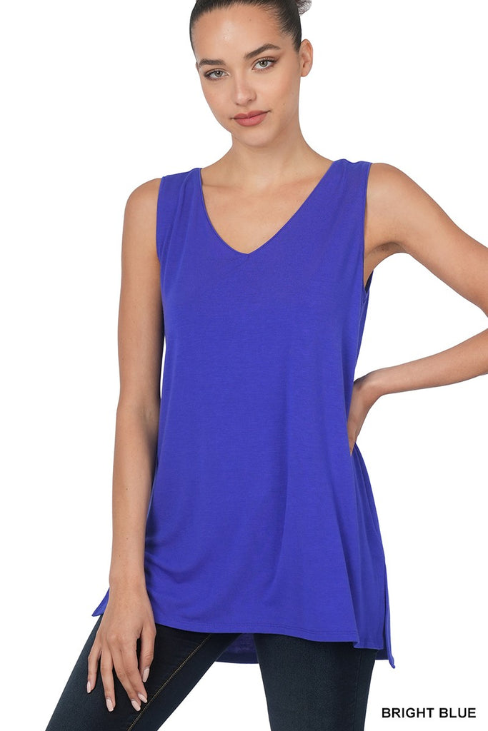 Sleeveless Side Slit Top-Tank Tops-Zenana-Three Birdies Boutique, Women's Fashion Boutique Located in Kearney, MO
