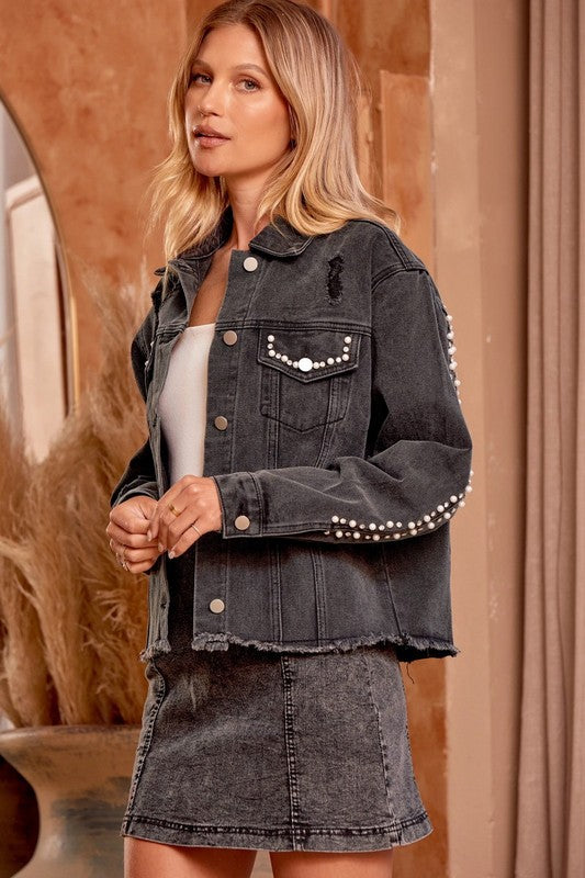 Pearl & Rhinestone Savanna Jane Jacket-Jackets-Andree By Unit-Three Birdies Boutique, Women's Fashion Boutique Located in Kearney, MO