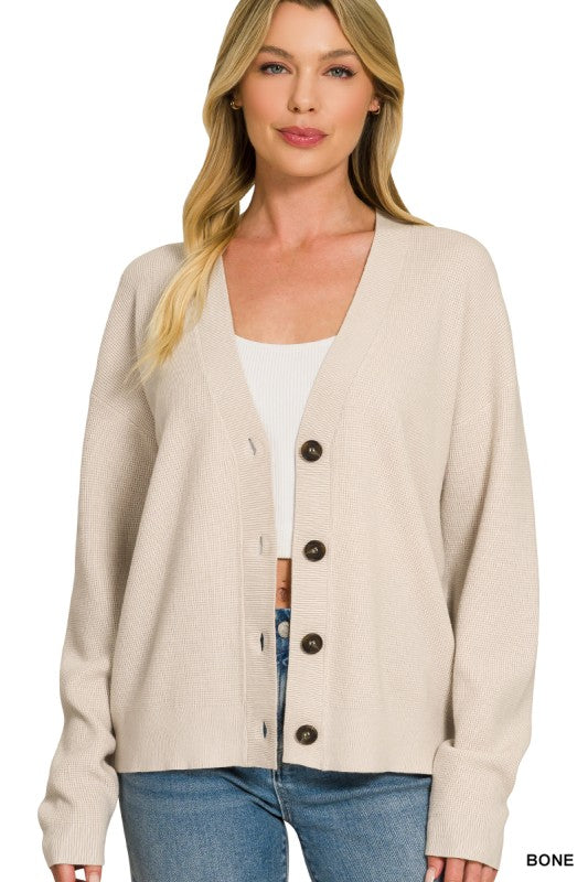 The Essential Button Front Cardigan-Cardigan-Zenana-Three Birdies Boutique, Women's Fashion Boutique Located in Kearney, MO