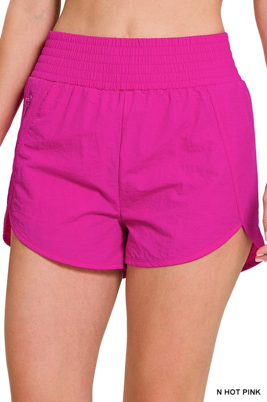 Smocked Waistband Athletic Shorts-Shorts-Zenana-Three Birdies Boutique, Women's Fashion Boutique Located in Kearney, MO