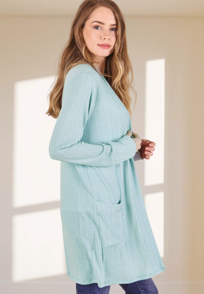 Detail Striped Light Weight Cardigan-Shirts & Tops-P.S. Kate-Three Birdies Boutique, Women's Fashion Boutique Located in Kearney, MO