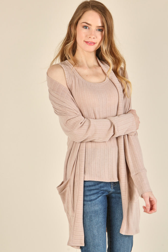 Detail Striped Light Weight Cardigan-Shirts & Tops-P.S. Kate-Three Birdies Boutique, Women's Fashion Boutique Located in Kearney, MO