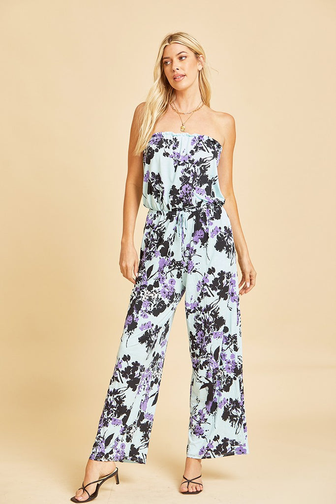 Blue Floral Jumpsuit-Jumpsuit-Sew In Love-Three Birdies Boutique, Women's Fashion Boutique Located in Kearney, MO
