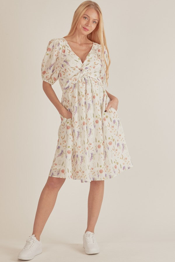 Ivory & Pastel Florals Dress-Shirts & Tops-Shopin LA-Three Birdies Boutique, Women's Fashion Boutique Located in Kearney, MO