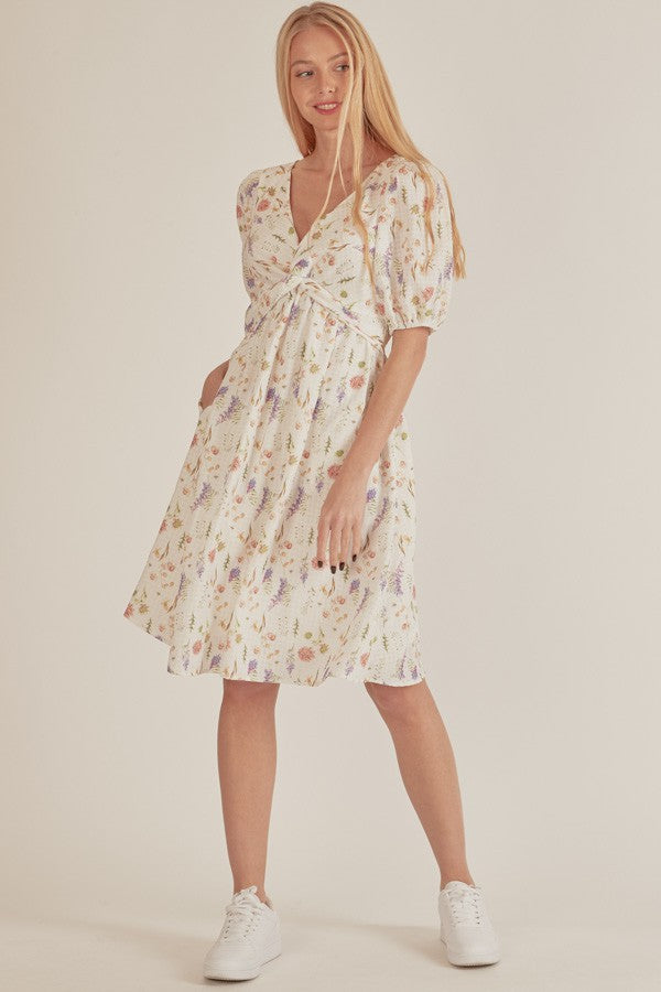 Ivory & Pastel Florals Dress-Shirts & Tops-Shopin LA-Three Birdies Boutique, Women's Fashion Boutique Located in Kearney, MO