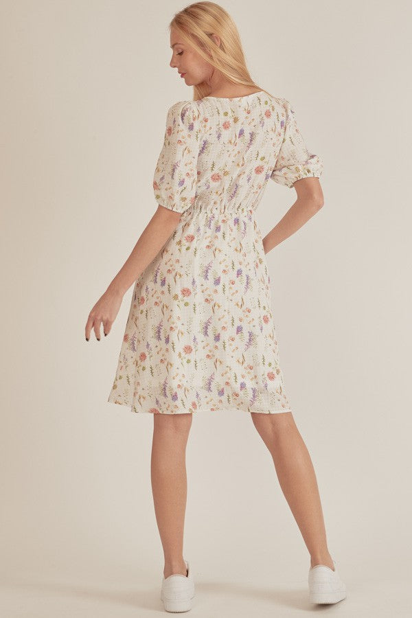 Ivory & Pastel Florals Dress-Shirts & Tops-Shopin LA-Three Birdies Boutique, Women's Fashion Boutique Located in Kearney, MO