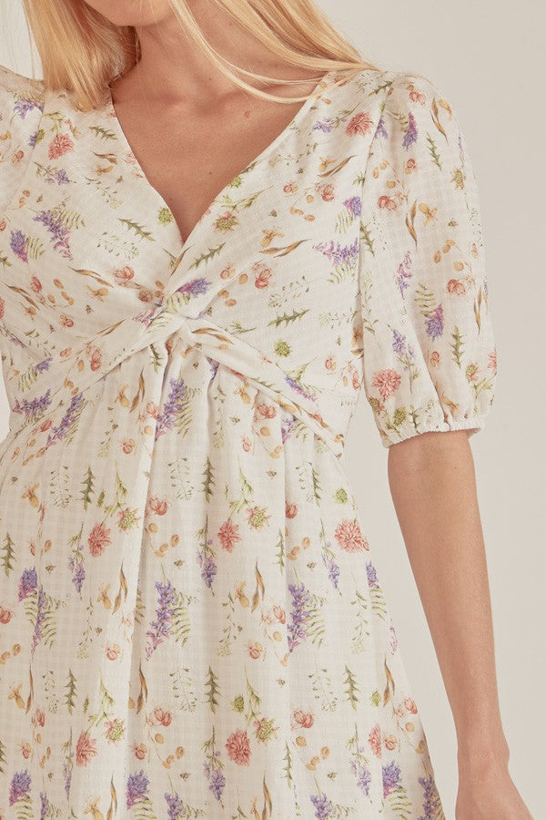Ivory & Pastel Florals Dress-Shirts & Tops-Shopin LA-Three Birdies Boutique, Women's Fashion Boutique Located in Kearney, MO