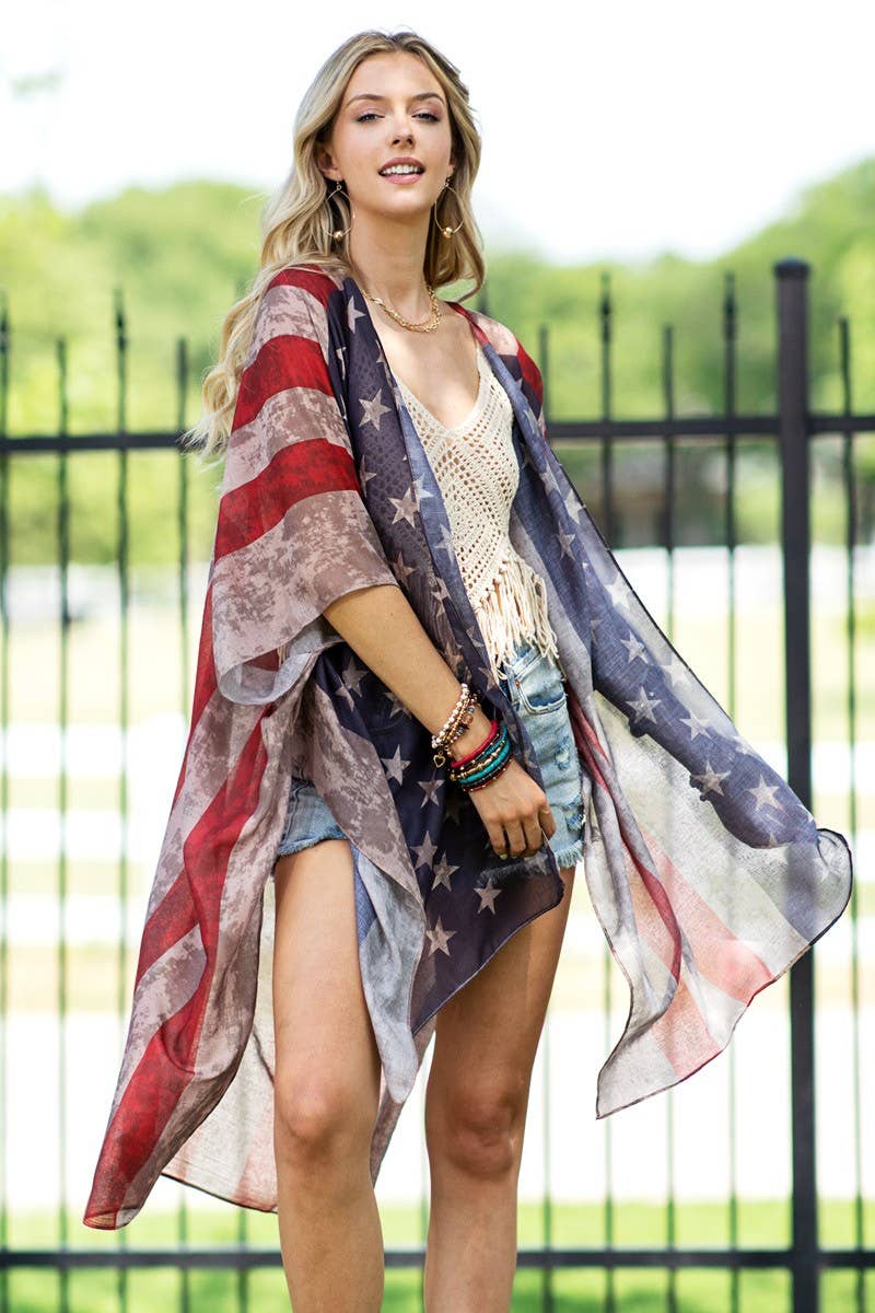 Vintage USA Print Kimono { product_type }}