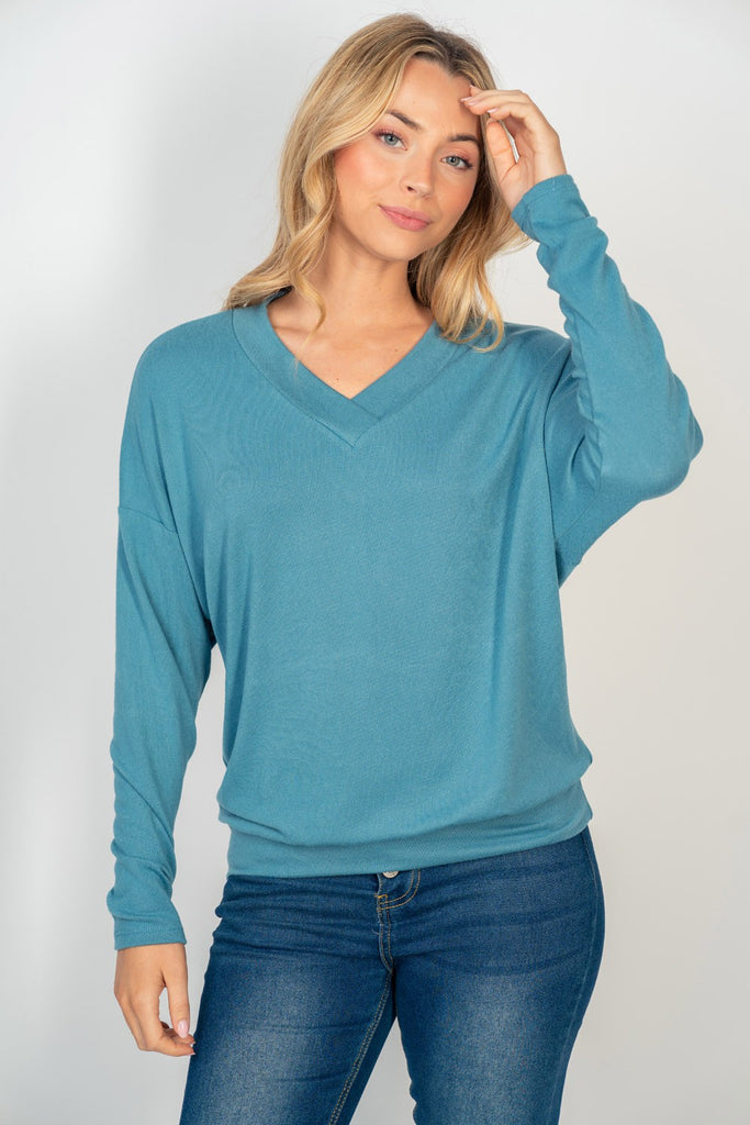 Oakley Knit V Neck Sweater-Sweater-White Birch-Three Birdies Boutique, Women's Fashion Boutique Located in Kearney, MO