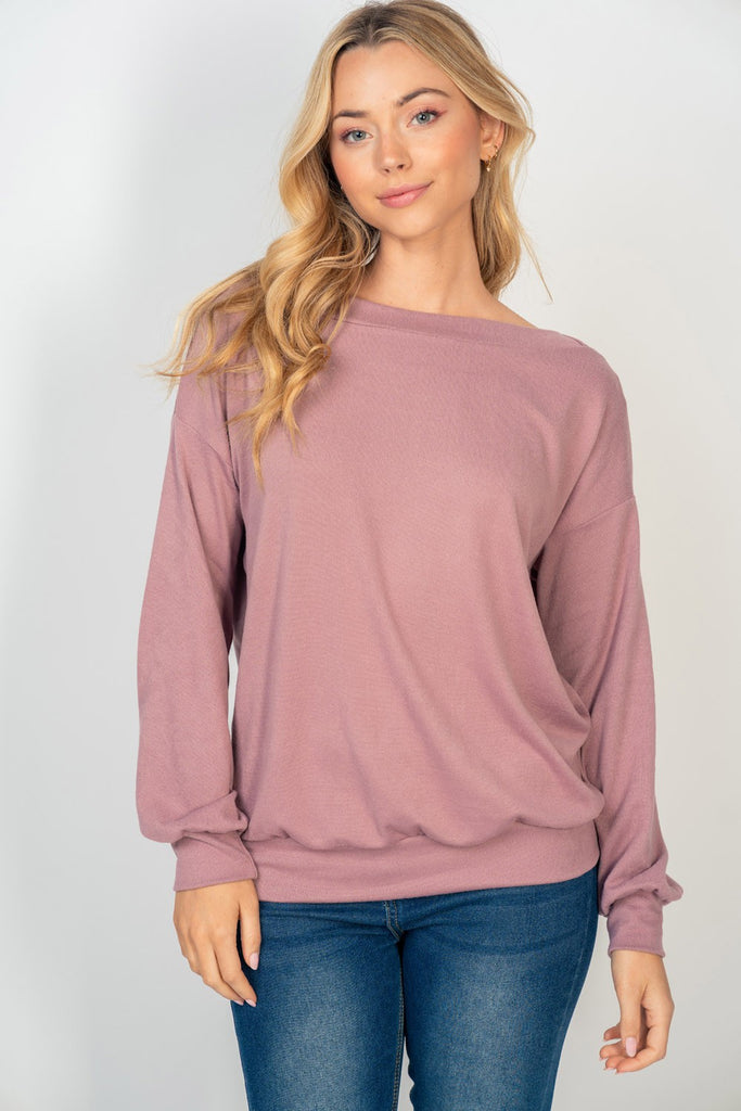 Long Sleeve Solid Knit Top-Shirts & Tops-White Birch-Three Birdies Boutique, Women's Fashion Boutique Located in Kearney, MO