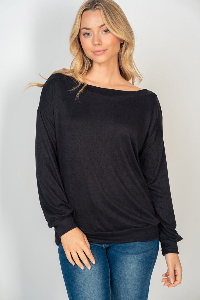 Long Sleeve Solid Knit Top-Shirts & Tops-White Birch-Three Birdies Boutique, Women's Fashion Boutique Located in Kearney, MO