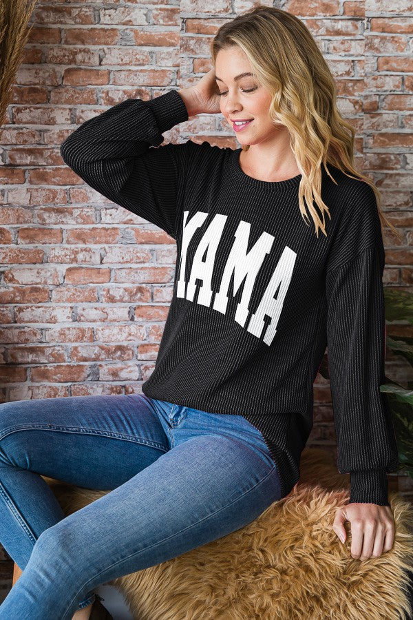 "MAMA" Urban Ribbed Crewneck-Shirts & Tops-Heimish-Three Birdies Boutique, Women's Fashion Boutique Located in Kearney, MO