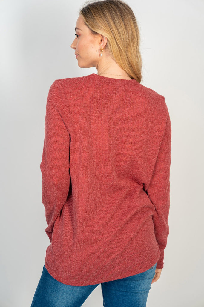Ribbed Knit Henley-Sweater-White Birch-Three Birdies Boutique, Women's Fashion Boutique Located in Kearney, MO