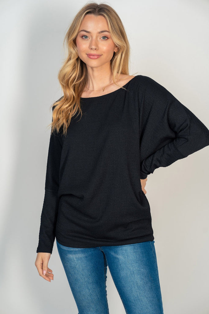 Crepe Textured Dolman Sleeve Top-Sweater-White Birch-Three Birdies Boutique, Women's Fashion Boutique Located in Kearney, MO