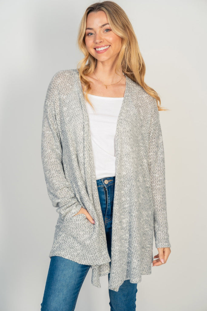 Confetti Knit Long Sleeve Cardigan-Cardigan-White Birch-Three Birdies Boutique, Women's Fashion Boutique Located in Kearney, MO